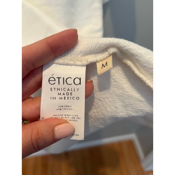 ETICA WHITE LINEN BLEND TEE SHIRT DRESS NWT MEDIUM - Picture 3 of 5